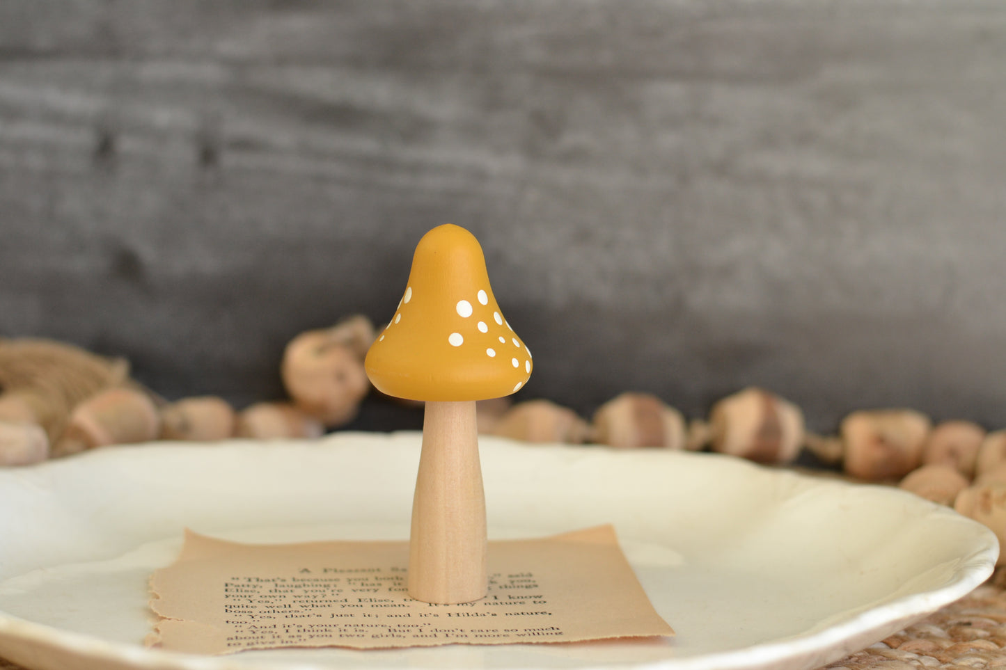 Mustard Whimsical Dot Mushroom