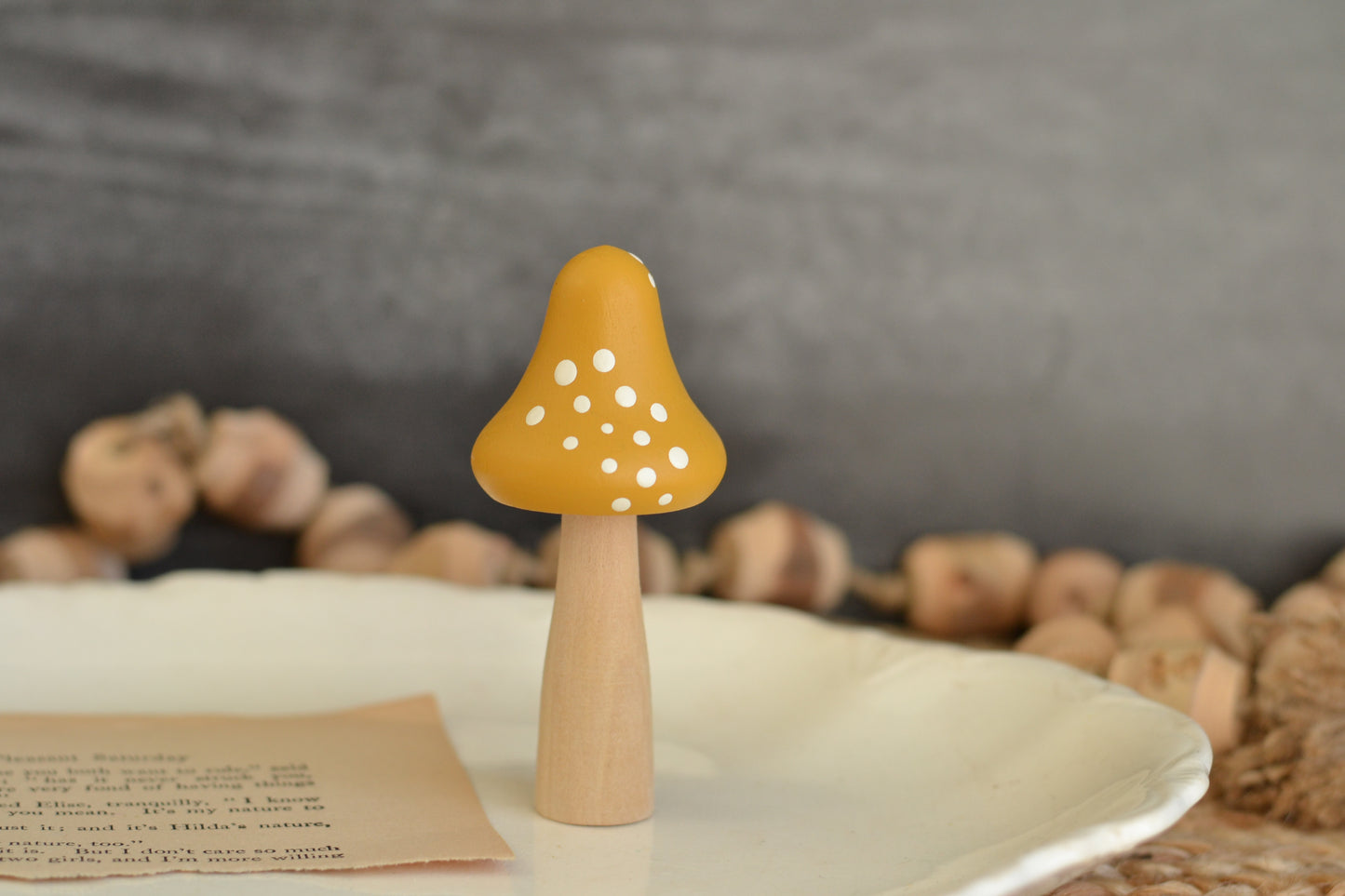 Mustard Whimsical Dot Mushroom