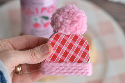 Mini Red and Pink PLAID Hat - V11