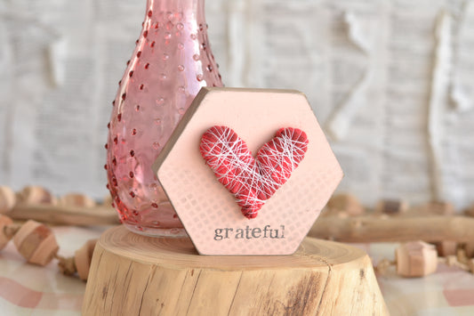 Pink and Red Gratitude Hexie Valentine's Sign