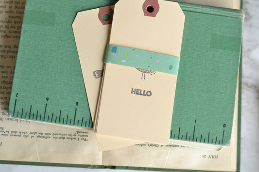 Set of 10 Stamped Shipping Tags - bird