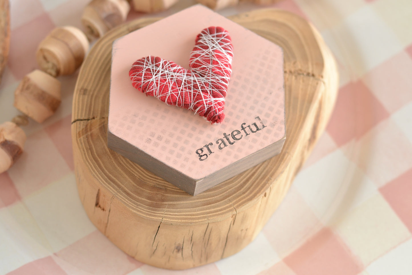 Pink and Red Gratitude Hexie Valentine's Sign