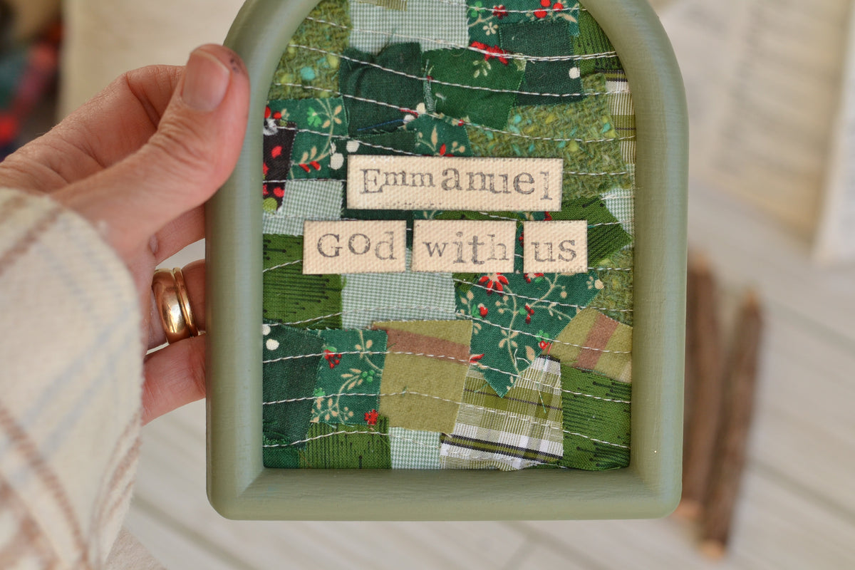 FRAMED Emmanuel Confetti Quilted Sign - frame included G37