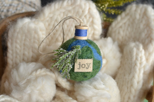 Felt Globe JOY Ornament