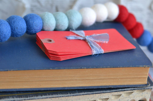 Set of 10 blank red shipping tags