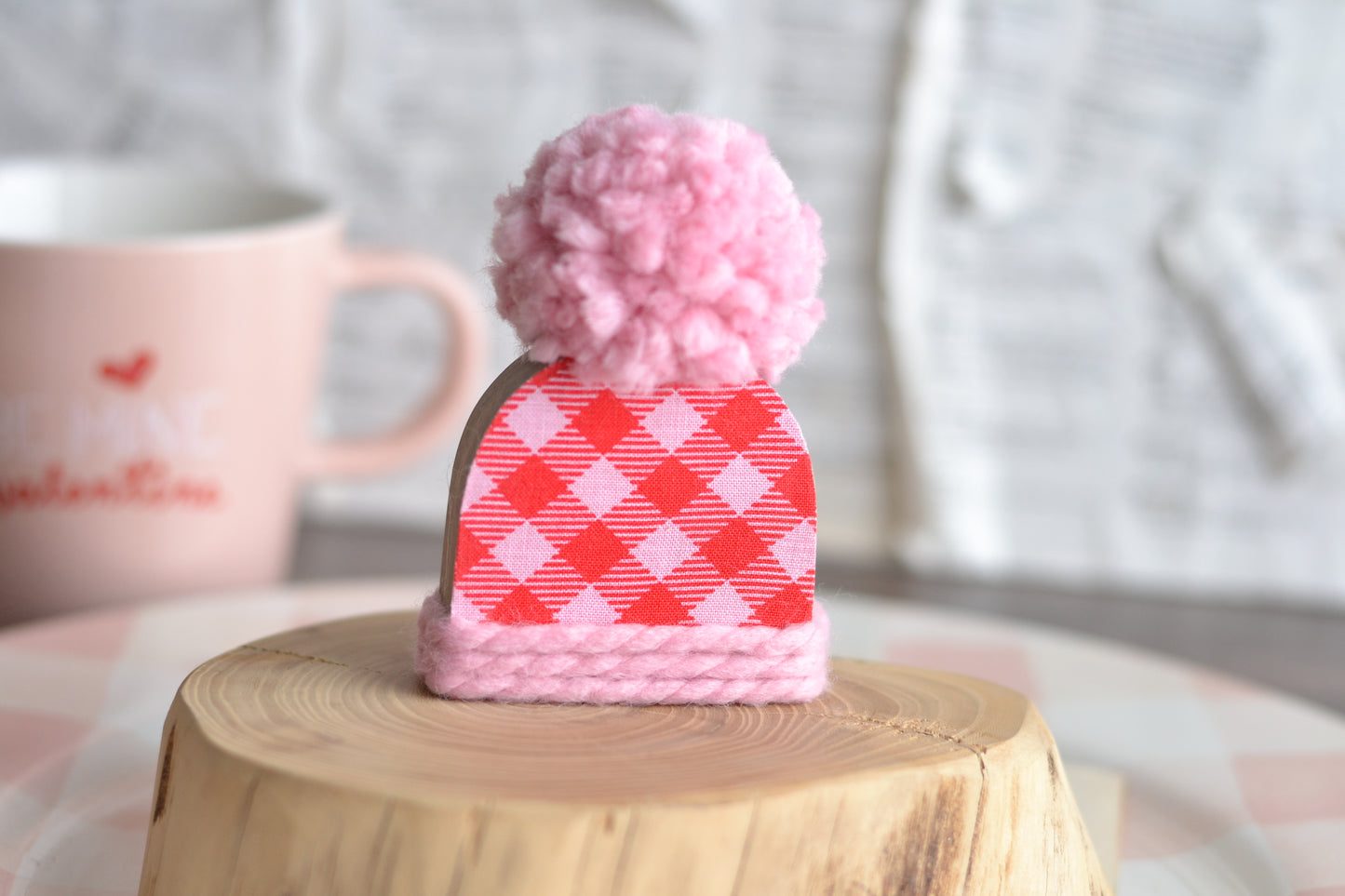 Mini Red and Pink Checkered Hat - V10