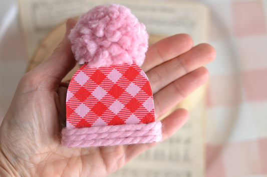 Mini Red and Pink Checkered Hat - V10