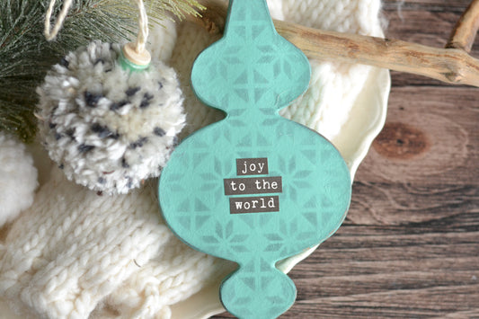 Mint 'Joy to the World' and Pom Pom Ornament SET - both included