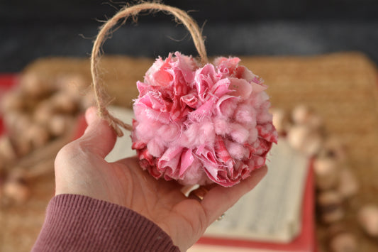 Textured Pink Valentines Pom Pom
