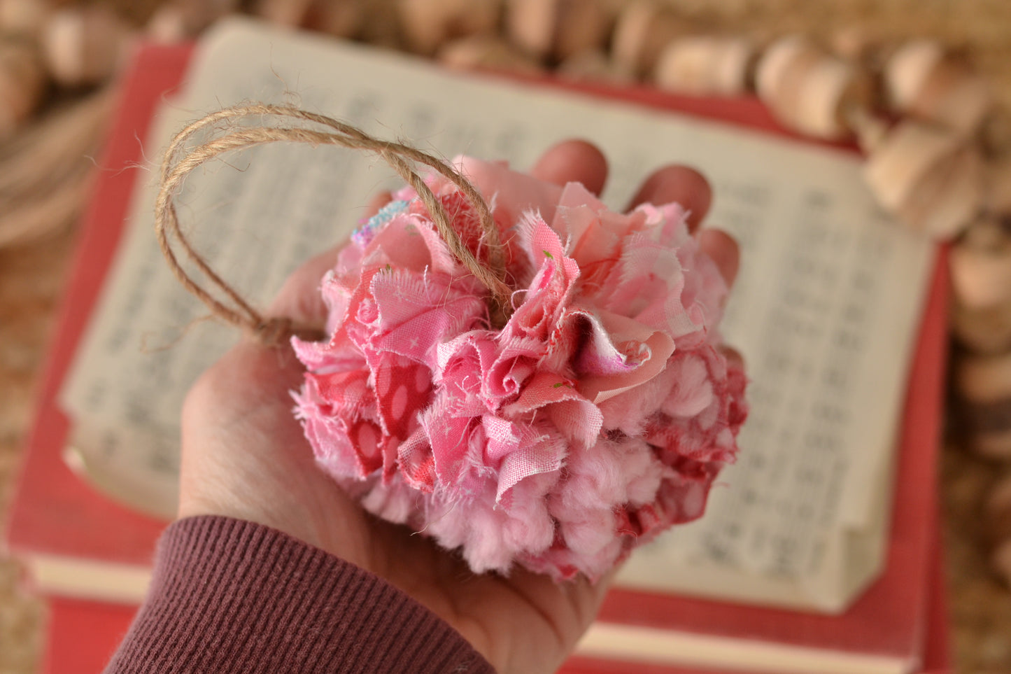 Textured Pink Valentines Pom Pom