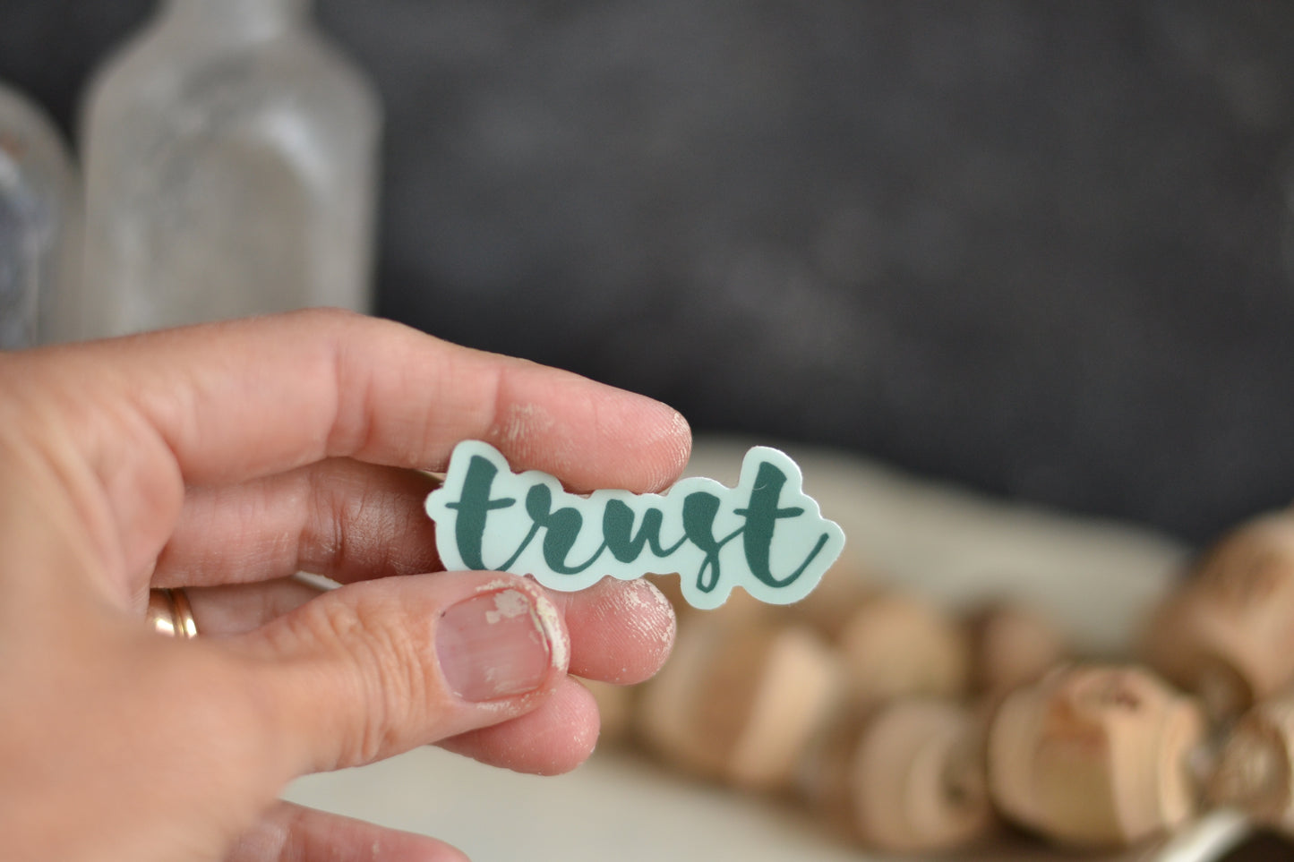 Green Script Trust Sticker