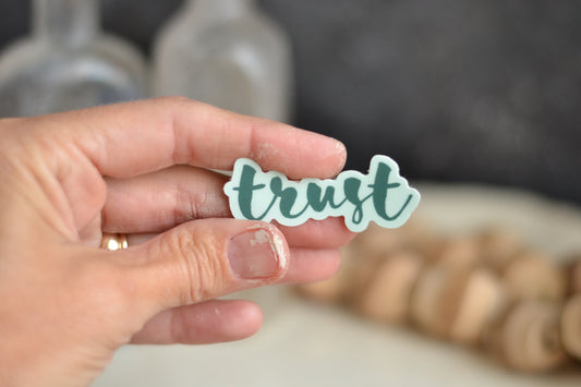 Green Script Trust Sticker