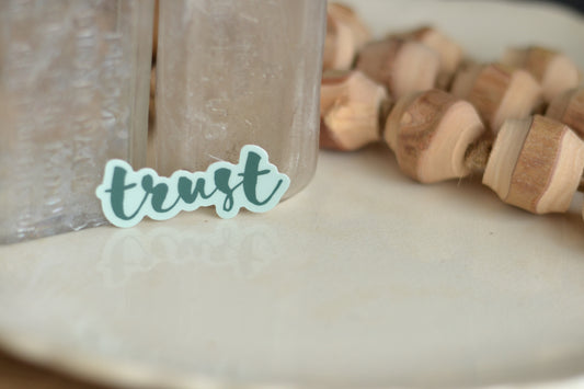 Green Script Trust Sticker