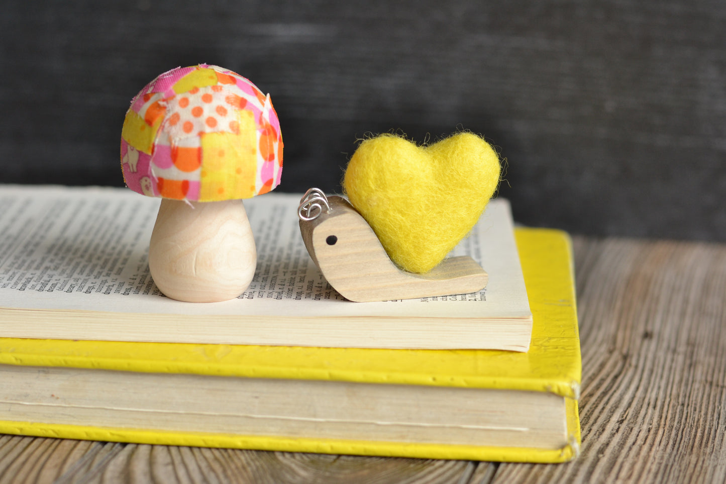 Yellow Felt Heart Snail