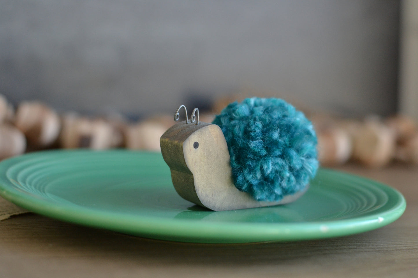 Turquoise Pom Pom Snail