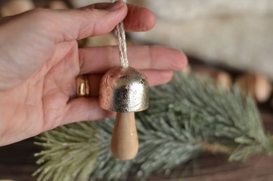 Champagne gold foiled mushroom ornament