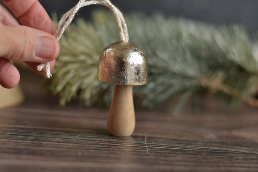 Champagne gold foiled mushroom ornament