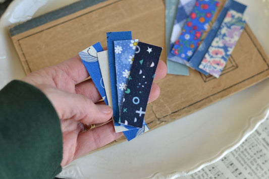 10 Pieces of Blue Fabric Washi Tape