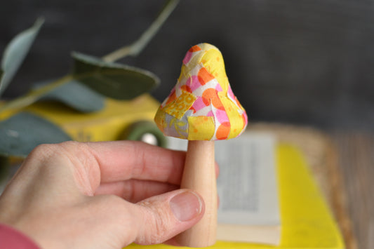 Pink & Yellow Patchwork Mushroom
