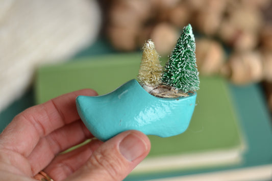 Mini Wood Clog with Bottle Brush Trees