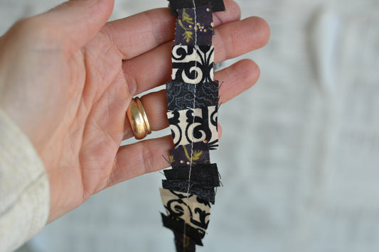 BLACK Fabric Scrap Ribbon - 1 Yard