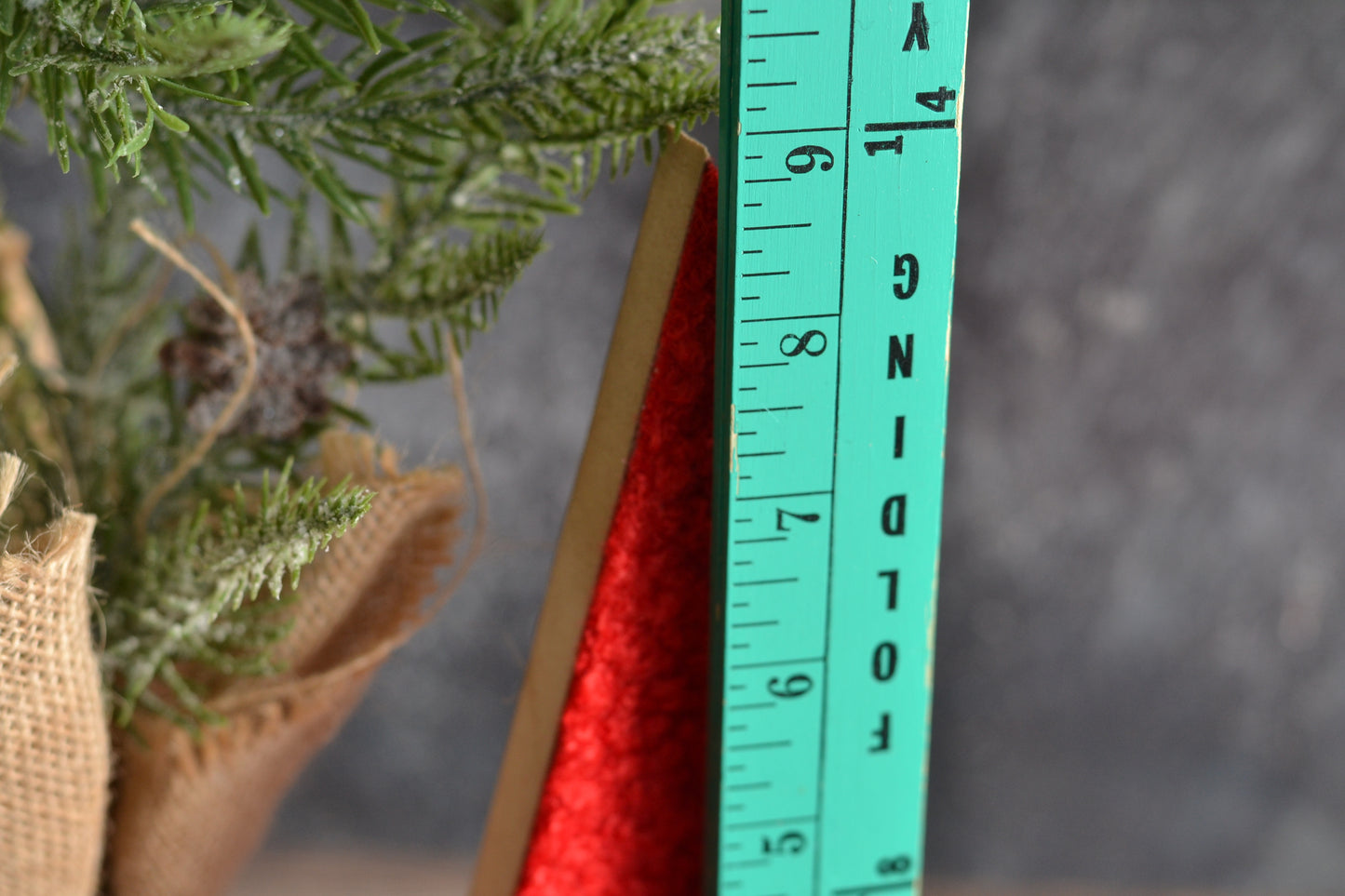 Red Boucle Tall Tree with Gingham Bow