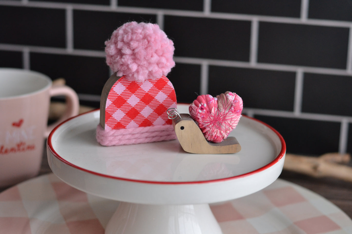 Mini Red and Pink Checkered Hat - V10