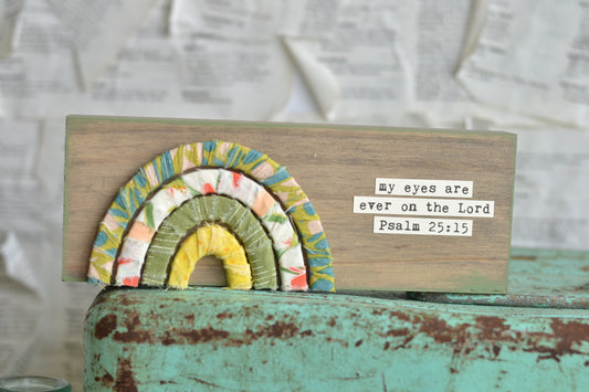 Wrapped Rainbow Wood Sign