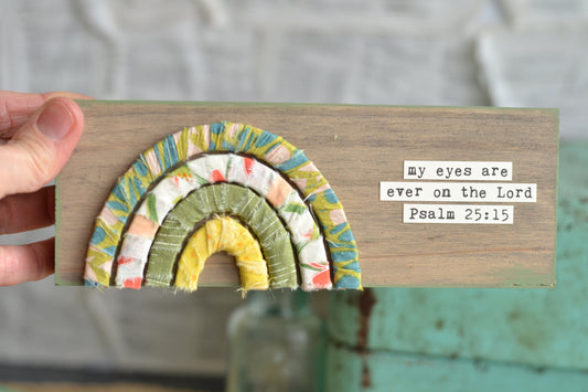 Wrapped Rainbow Wood Sign