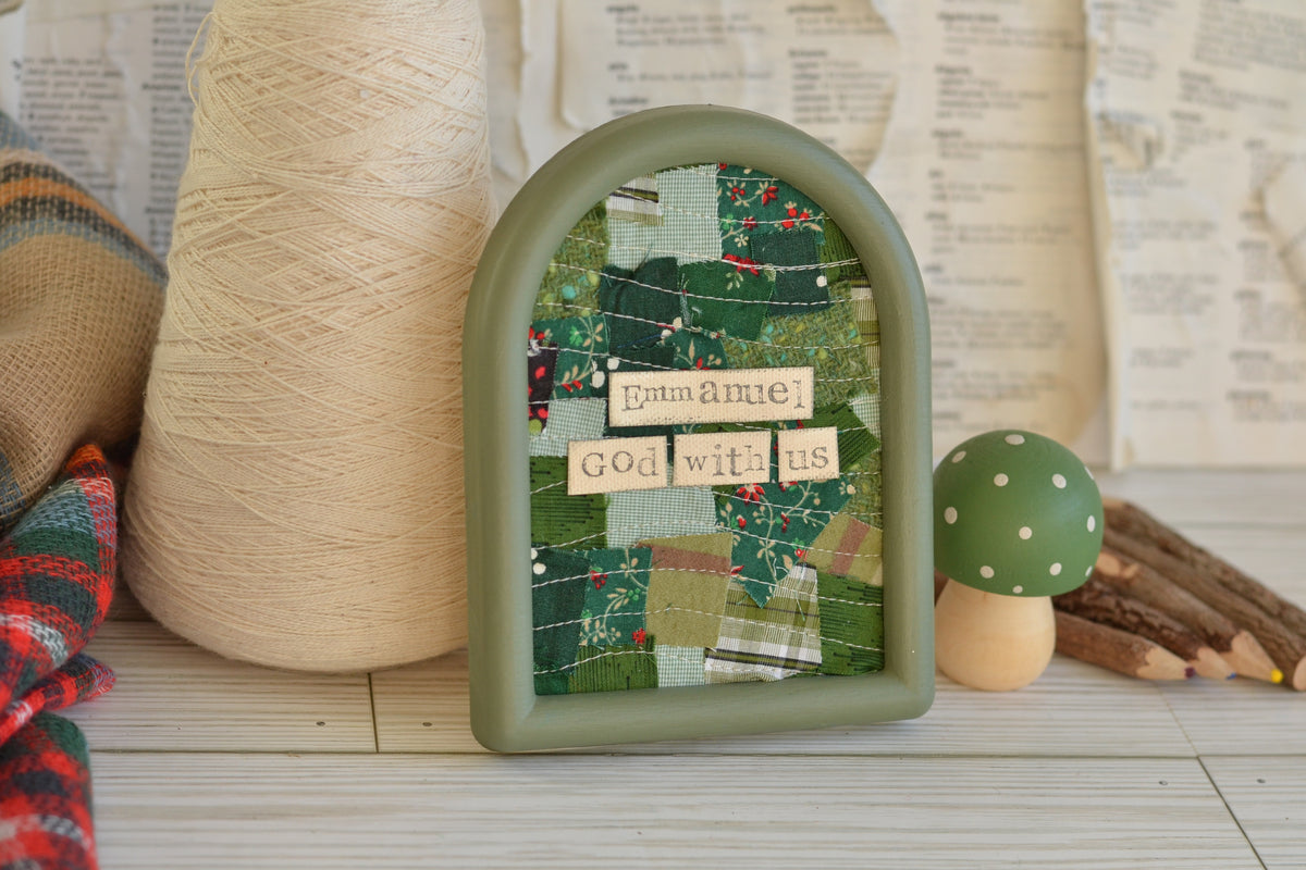 FRAMED Emmanuel Confetti Quilted Sign - frame included G37