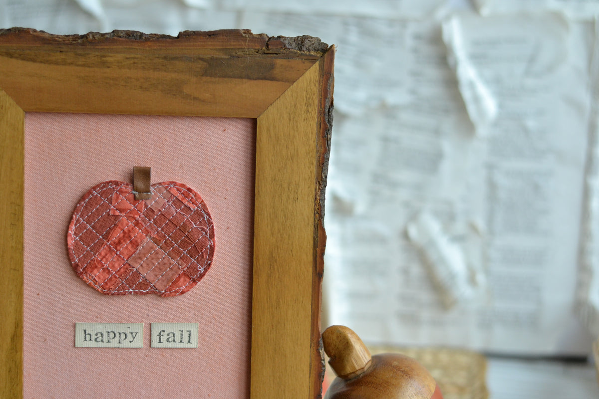 5x7 Textile Art Print - Happy Fall *frame not included*