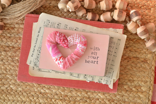 Patchwork Wrapped Heart - with all your heart Sign V16