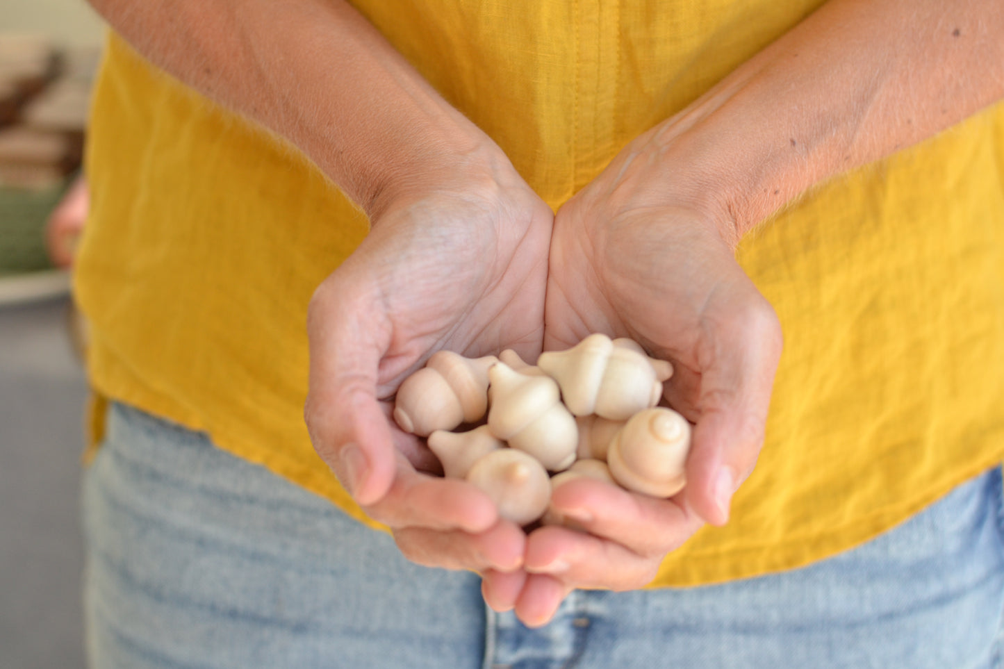Unpainted Wood Acorns - Set of 10