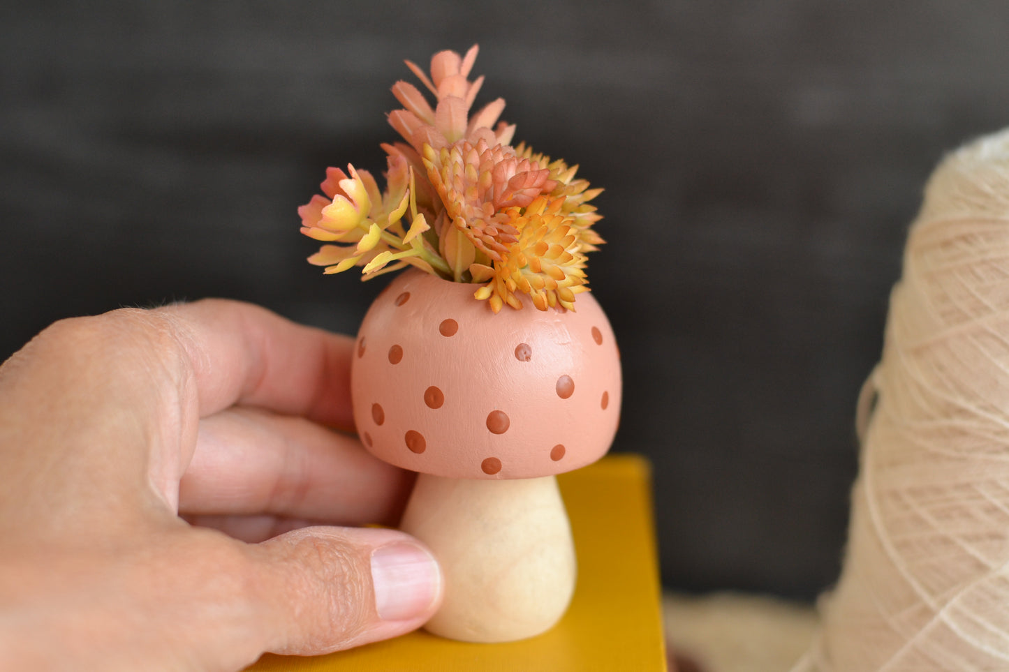 Blush Floral Wood Mushroom - F17