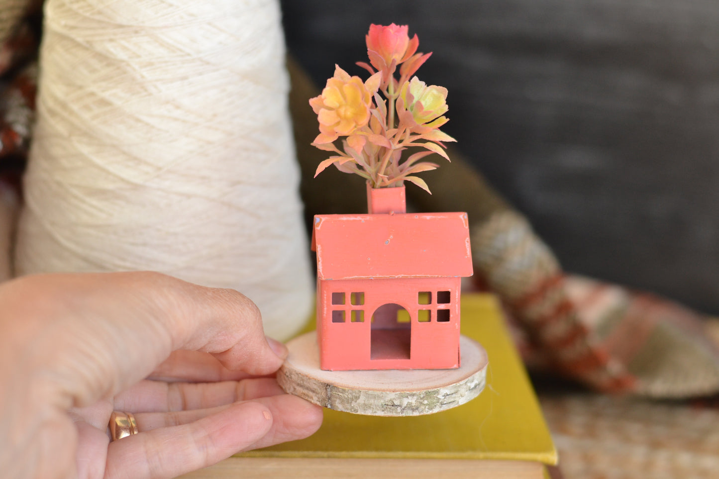 Fall House on a Log Sign