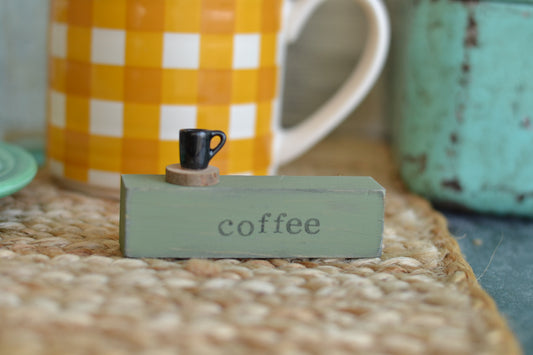 Sage Green Mini Wood Coffee Sign