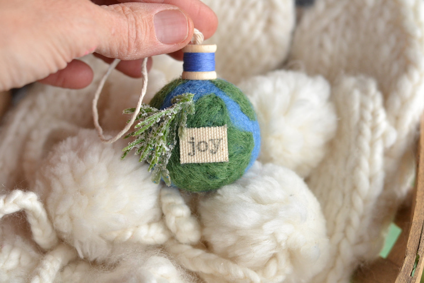 Felt Globe JOY Ornament