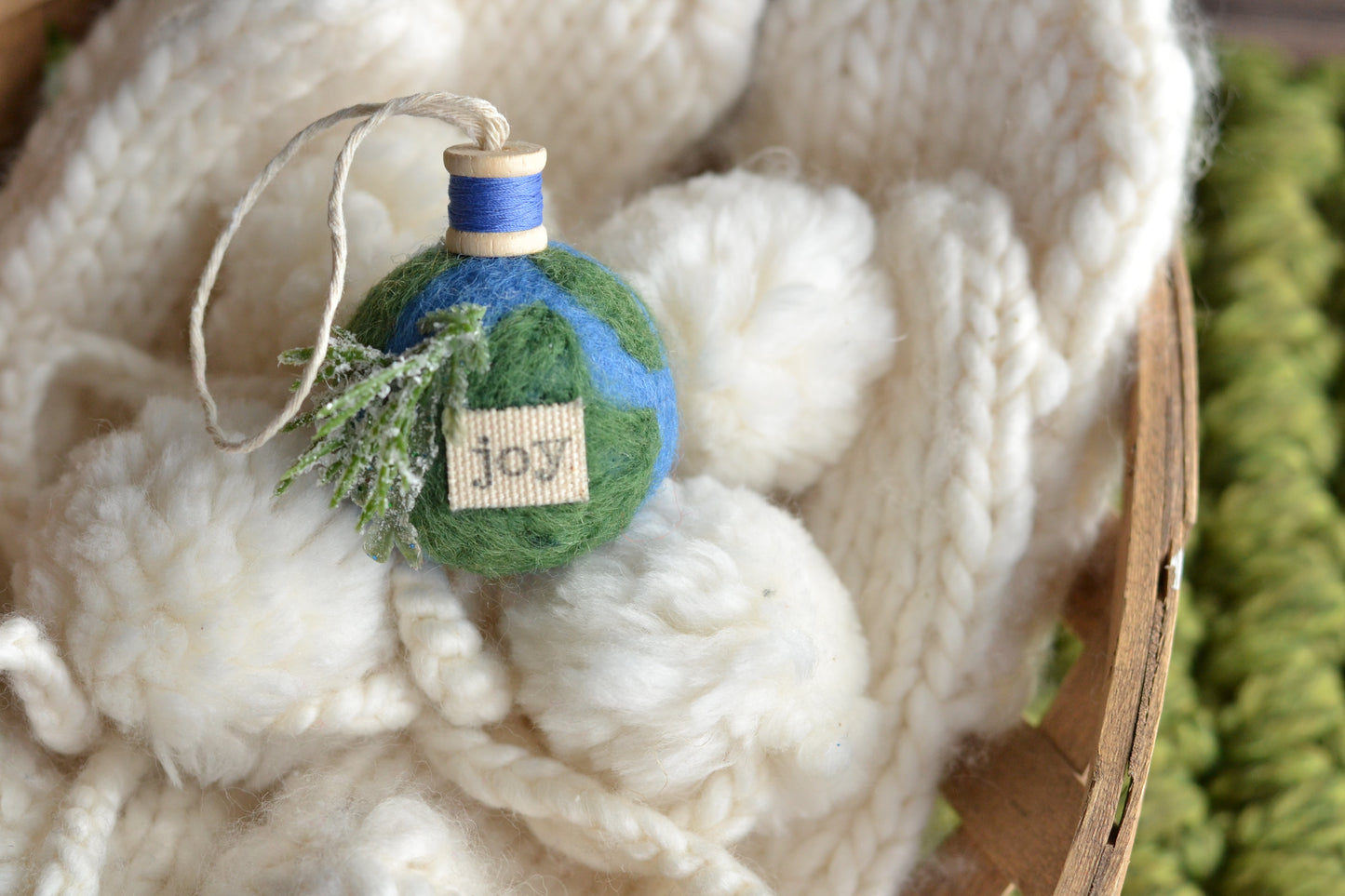 Felt Globe JOY Ornament