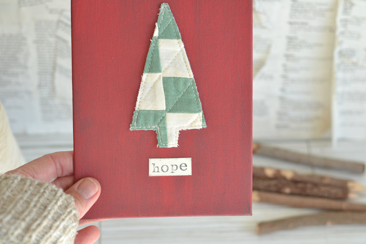UNFRAMED Quilted Tree Textile Print - hope