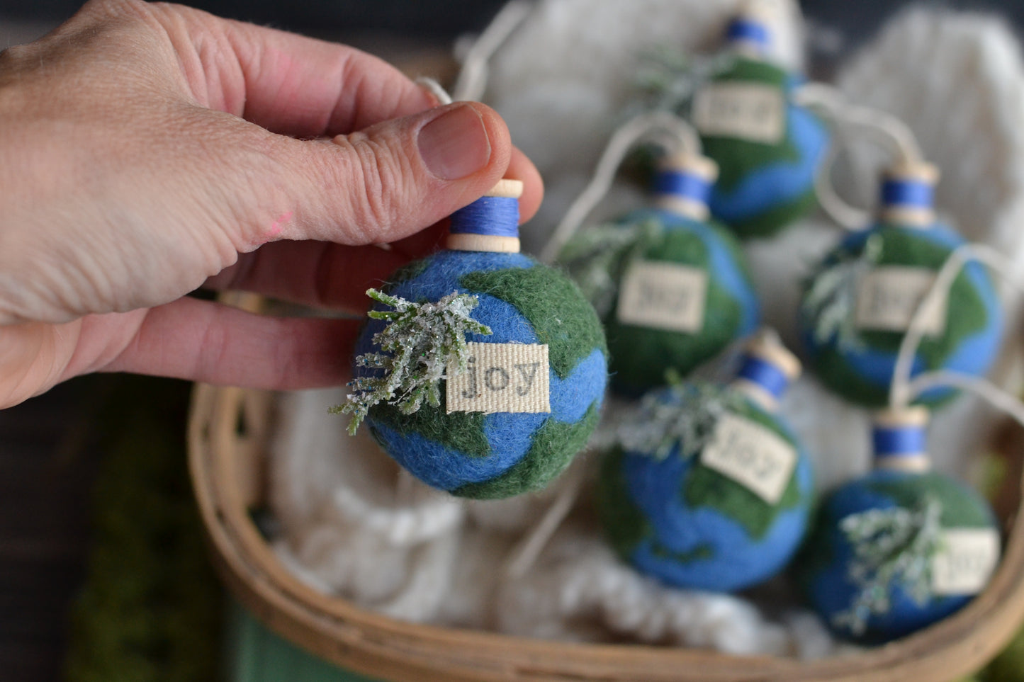 Felt Globe JOY Ornament