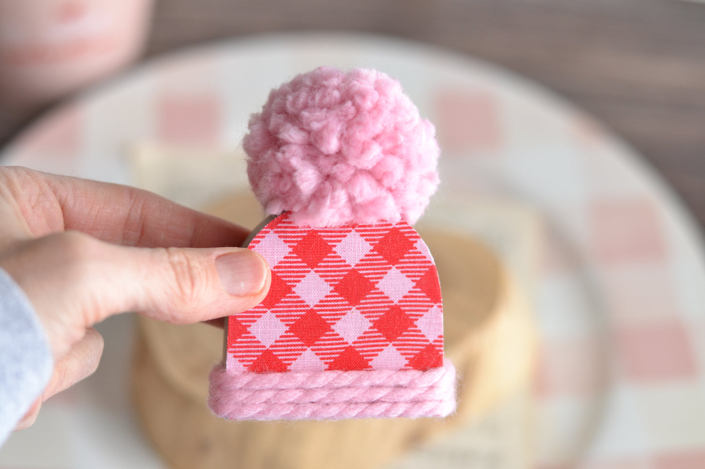 Mini Red and Pink Checkered Hat - V10