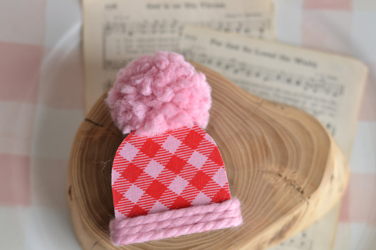 Mini Red and Pink Checkered Hat - V10