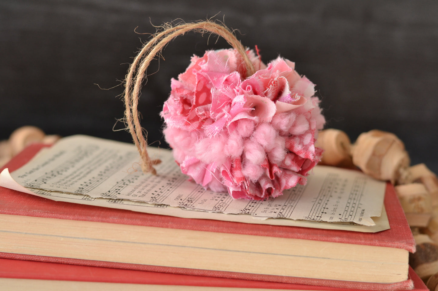 Textured Pink Valentines Pom Pom