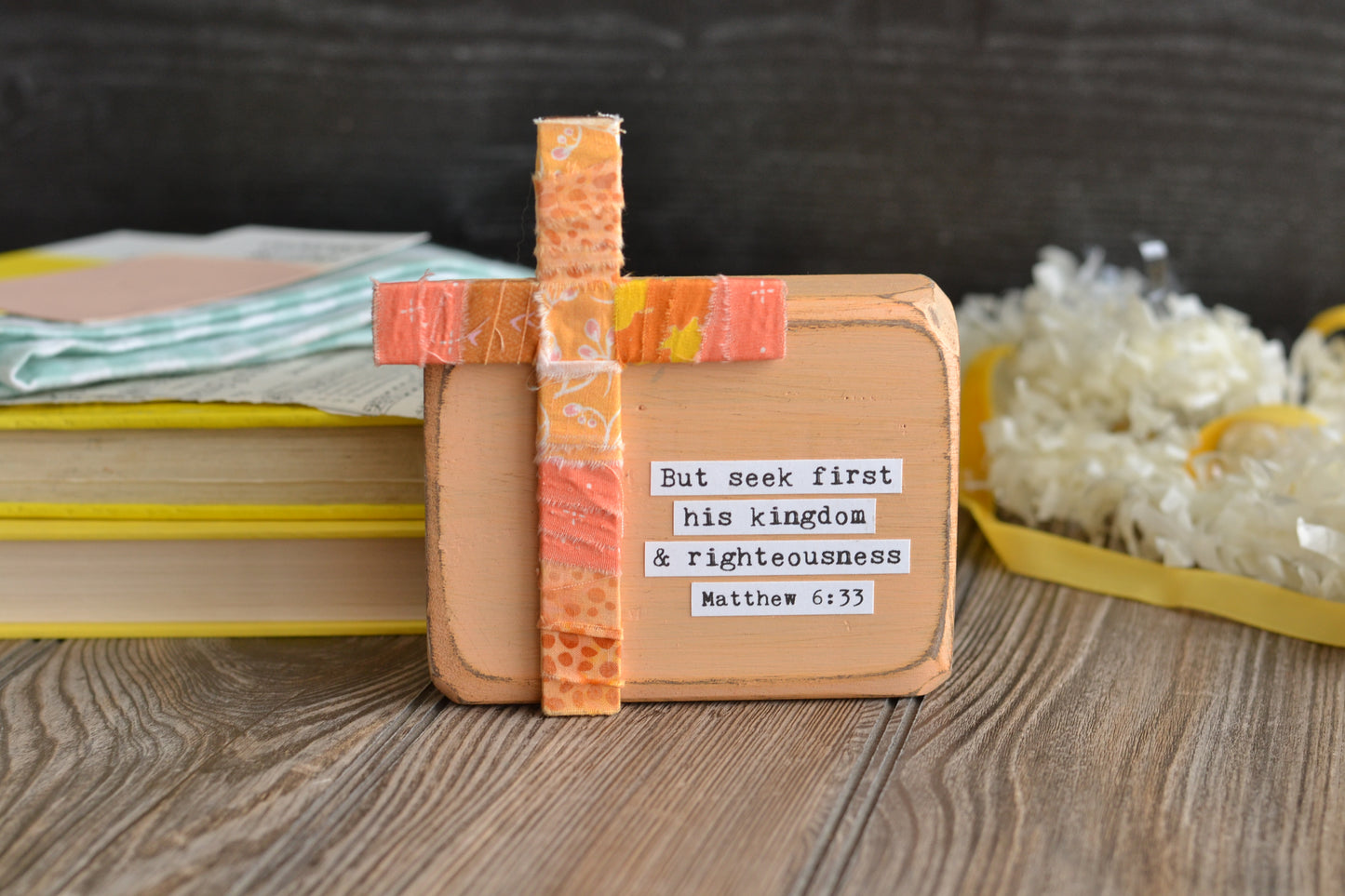 Peach Chunky Wood Sign - C22