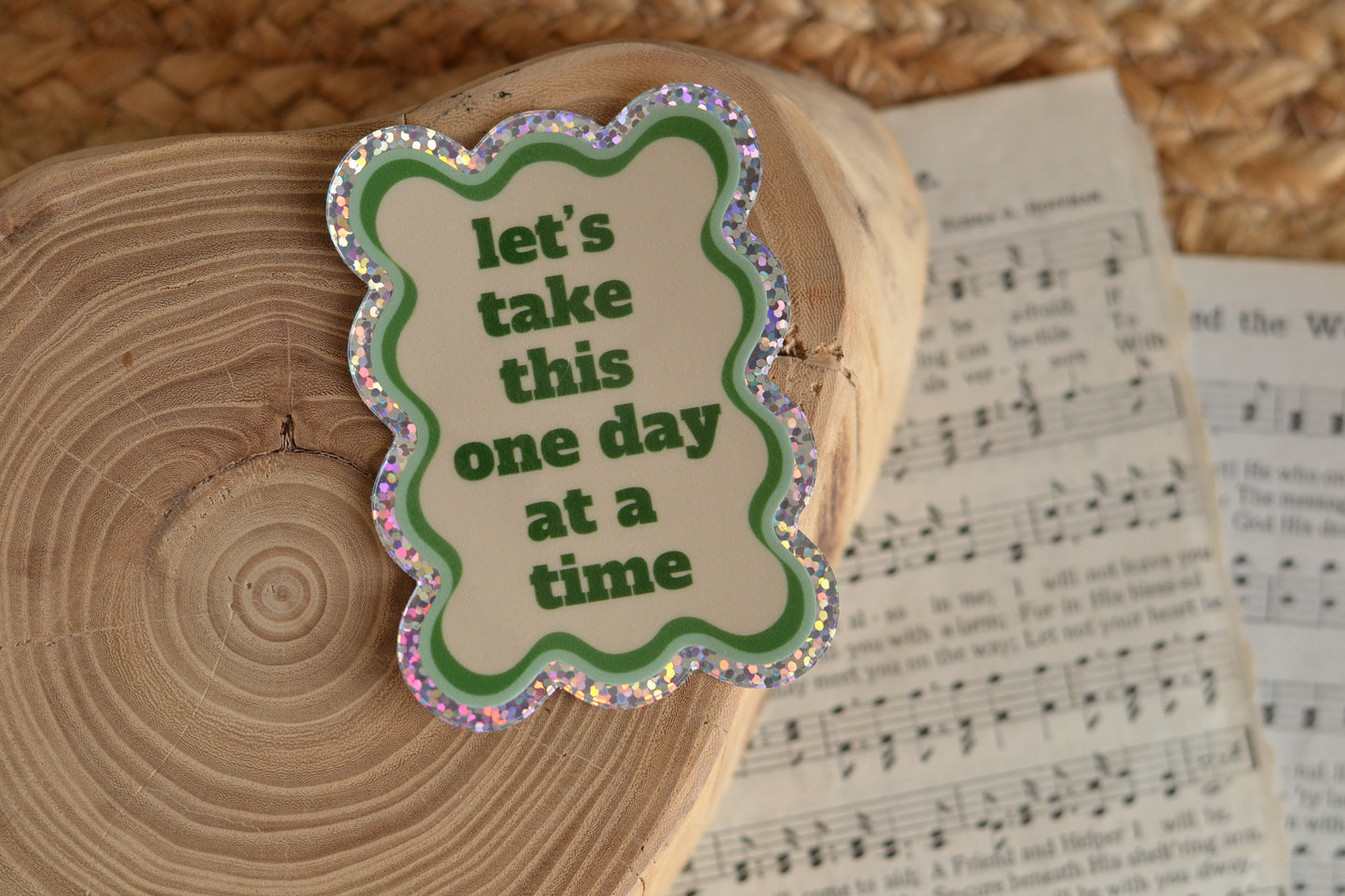 Green One Day at a Time Sticker