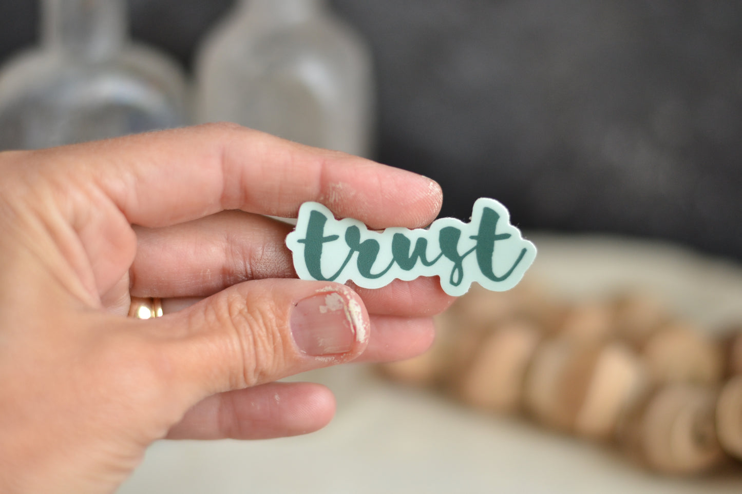 Green Script Trust Sticker