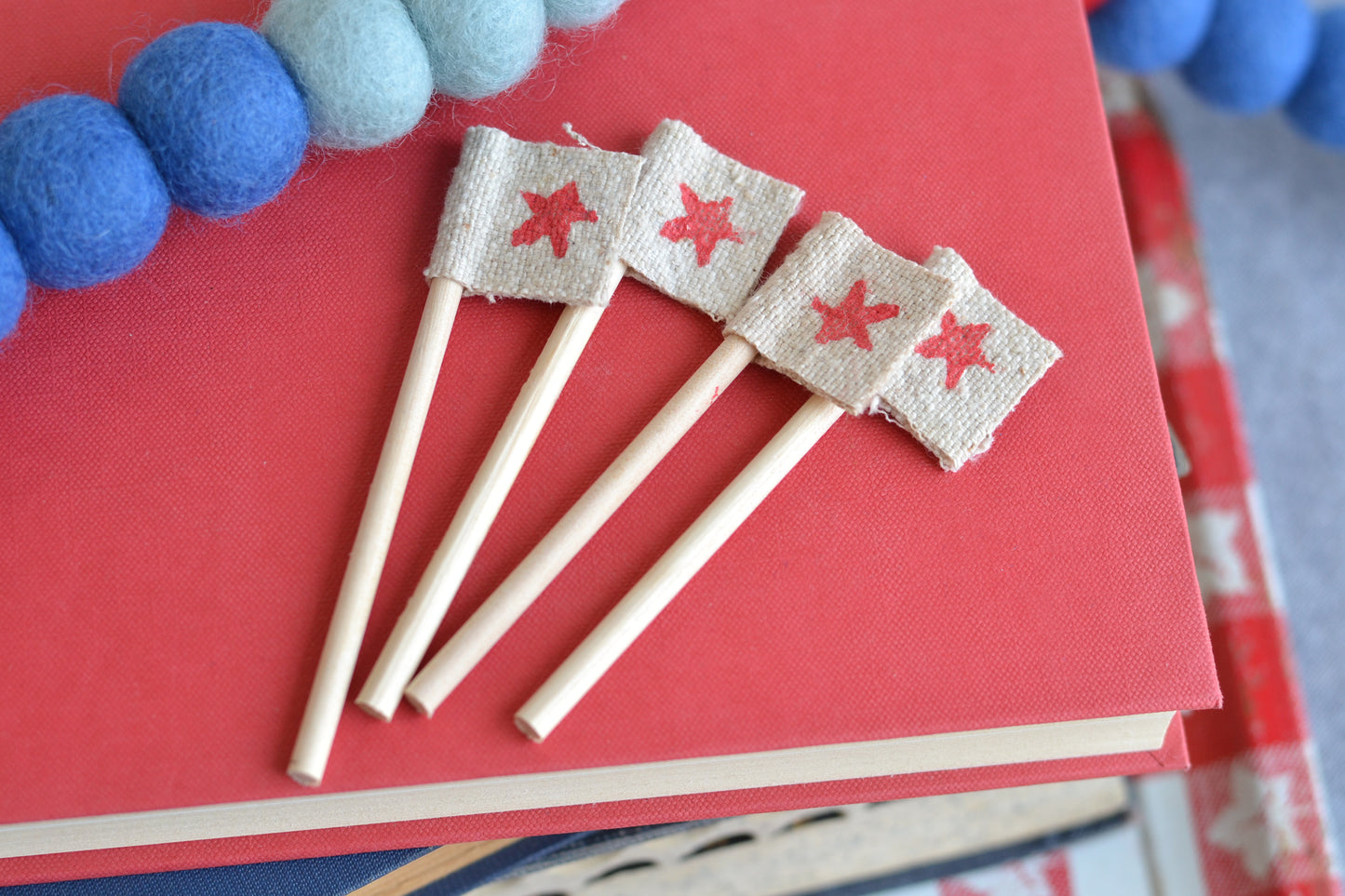 Mini Flags RED STAR - Set of FOUR