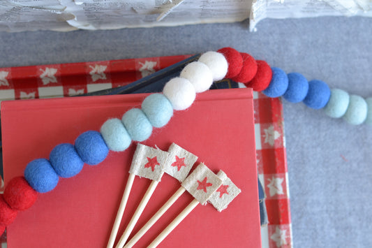 Mini Flags RED STAR - Set of FOUR