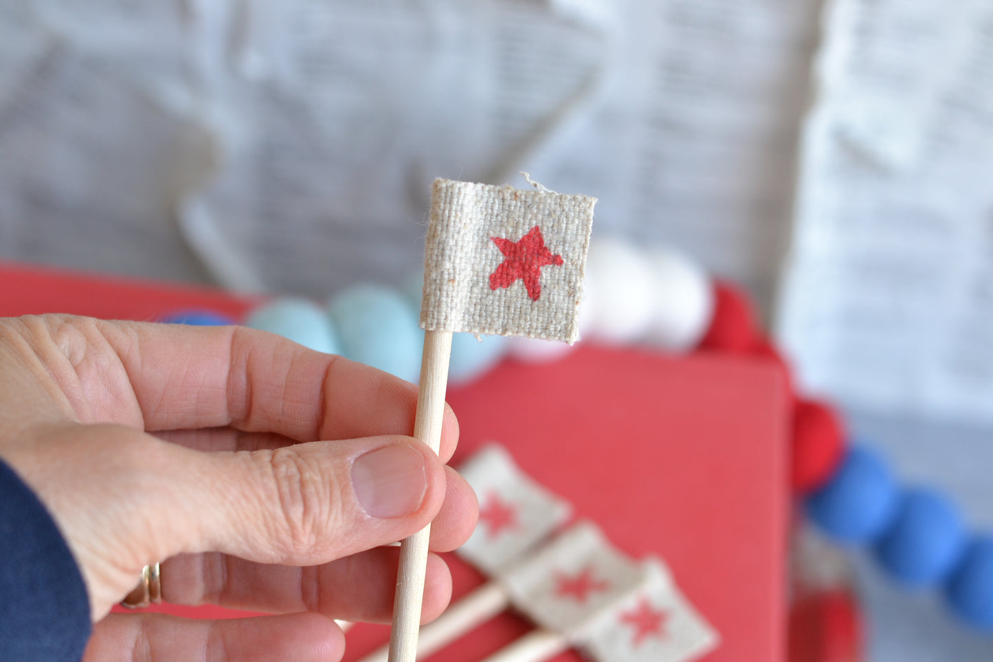 Mini Flags RED STAR - Set of FOUR