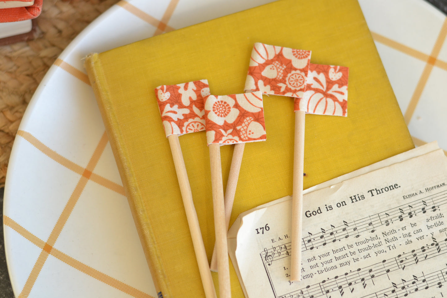 Mini Flag Set of FOUR - Autumn Orange Set